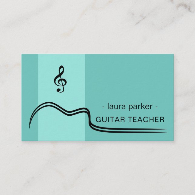 Guitar Music Teacher Lessons Acoustic Minimal Business Card (Front)