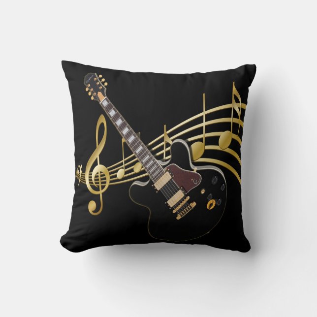 Guitar Music Throw Pillow (Front)