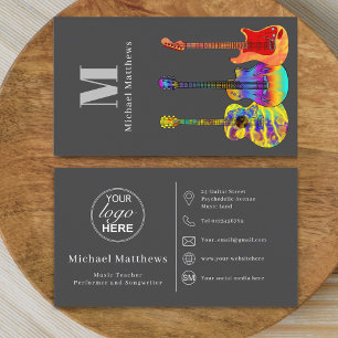 Guitar Music Tutor Musician Logo Social Media Icon Business Card