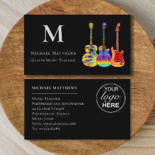 Guitar Music Tutor Professional Musician Logo Business Card