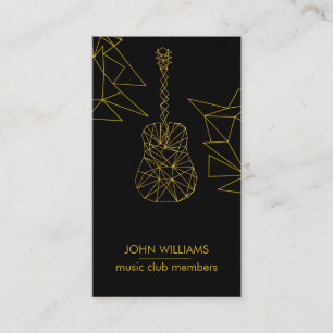 Guitar Music World Teacher Player  Black Gold Faux Business Card