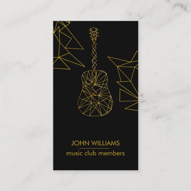 Guitar Music World Teacher Player  Black Gold Faux Business Card (Front)