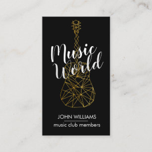 Guitar Music World Teacher Player Grey Black Gold Business Card