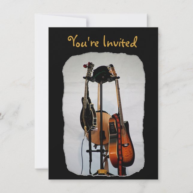 Guitar Musical Instruments Invitations (Front)