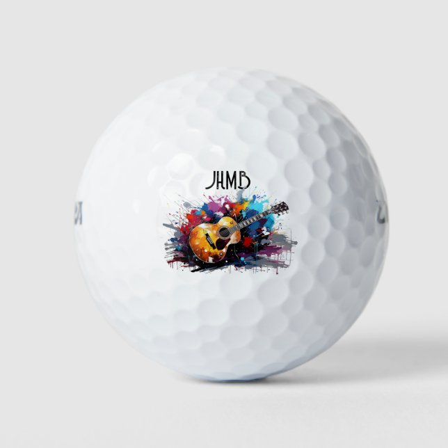 Guitar Musician logo Monogram Art Golf Balls (Front)