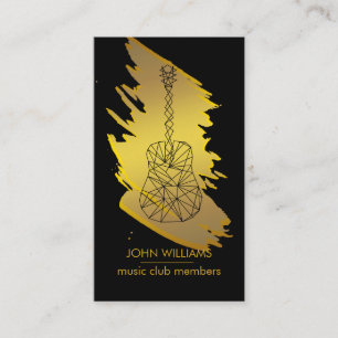 Guitar Musician Teacher Player Black Gold Faux Business Card