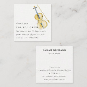 Guitar Musician Violin Teacher Thank you Order Square Business Card