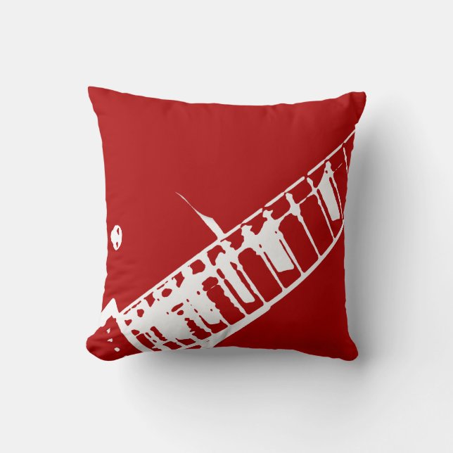 guitar neck stamp red and white musical instrument cushion (Front)