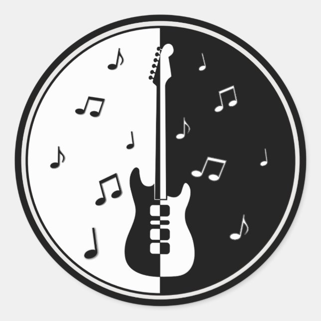 Guitar Night Classic Round Sticker (Front)