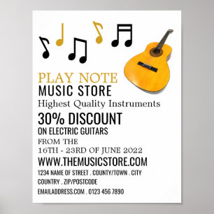 Guitar Notes, Musical Instrument Store Poster
