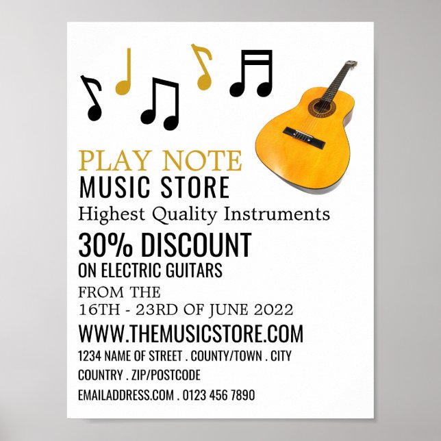 Guitar Notes, Musical Instrument Store Poster (Front)