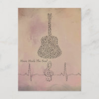 Guitar Notes With Heart Beat Note Card