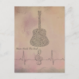 Guitar Notes With Heart Beat Note Card