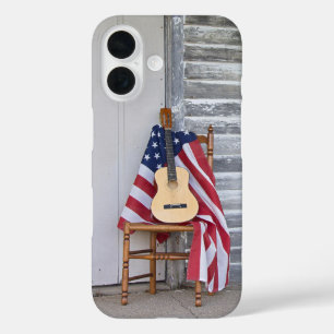 Guitar On an American Flag iPhone 16 Case