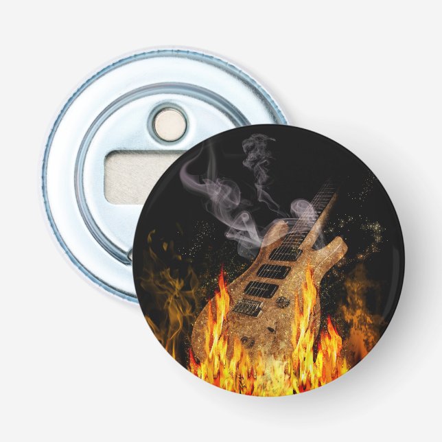 Guitar on Fire Bottle Opener (Front)