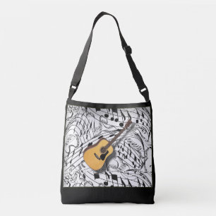 GUITAR ON MUSIC NOTES CROSSBODY BAG