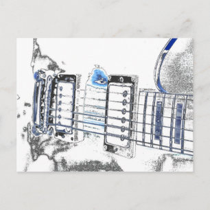 guitar outline image blue black bridge strings.jpg postcard