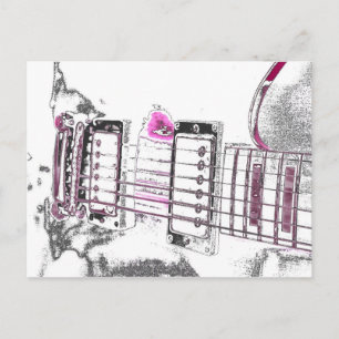 guitar outline image pink black bridge postcard