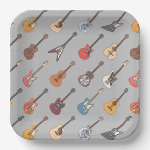 Guitar Paper Plates, Music Instrument Party Plate