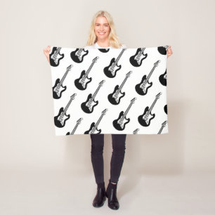 Guitar Pattern Fleece Blanket