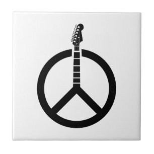 Guitar Peace Sign Ceramic Tile