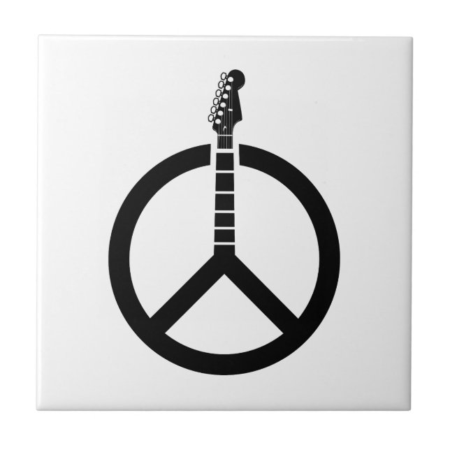 Guitar Peace Sign Ceramic Tile (Front)