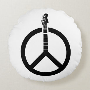 Guitar Peace Sign Round Cushion
