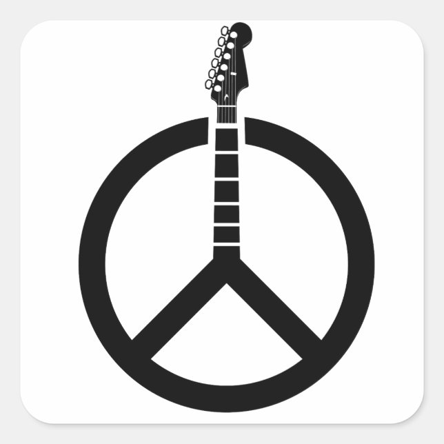 Guitar Peace Sign Square Sticker (Front)