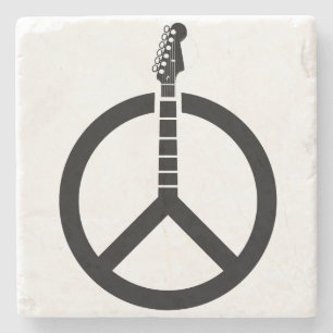 Guitar Peace Sign Stone Coaster