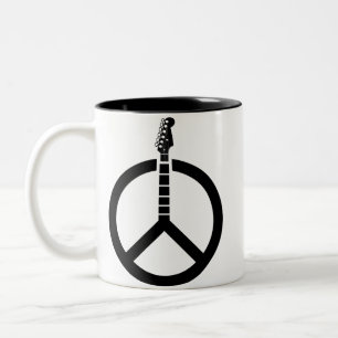 Guitar Peace Sign Two-Tone Coffee Mug
