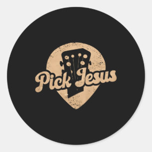 Guitar Pick Jesus Music Pastor Happy Easter Day Gu Classic Round Sticker