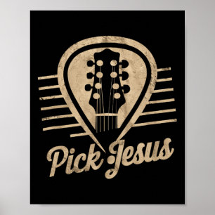 Guitar Pick Jesus Music Pastor Happy Easter Day Gu Poster