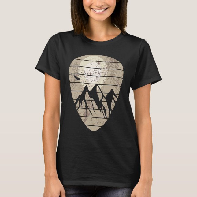 Guitar Pick Mountain Cool Guitar Player Guitarist  T-Shirt (Front)