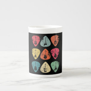 Guitar Pick Retro Vintage for Guitarists Bassist Bone China Mug