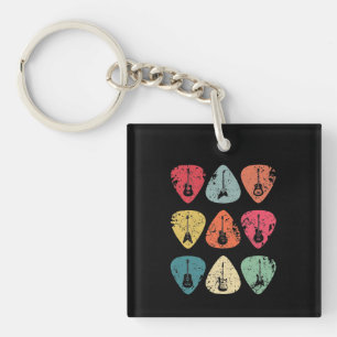 Guitar Pick Retro Vintage for Guitarists Bassist Key Ring