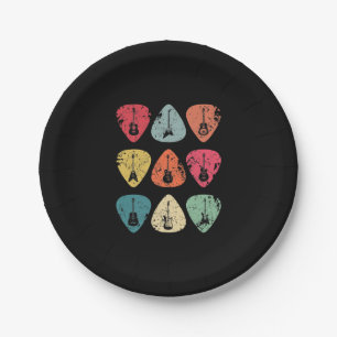 Guitar Pick Retro Vintage for Guitarists Bassist Paper Plate