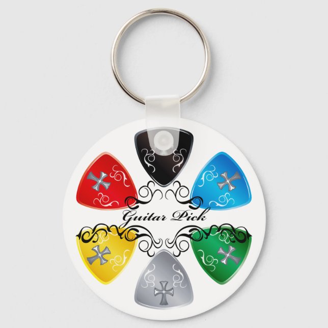 Guitar Pick Round Key Ring (Front)