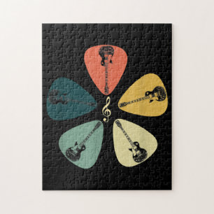 Guitar Pick Shirt. Retro Style, Gift For Guitarist Jigsaw Puzzle