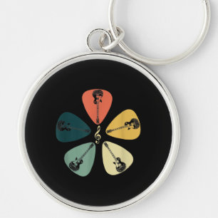 Guitar Pick Shirt. Retro Style, Gift For Guitarist Key Ring