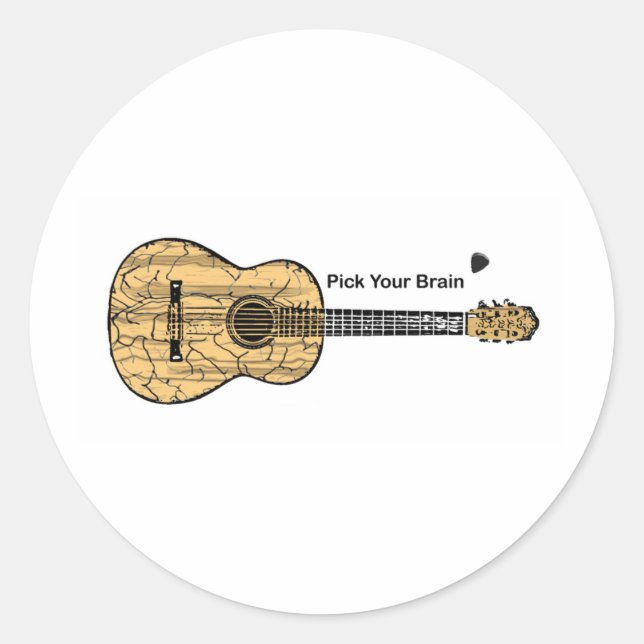 Guitar: Pick Your Brain Classic Round Sticker (Front)