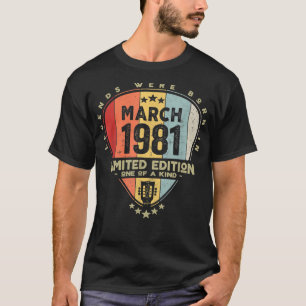 Guitar PickLegends Were Born In March 1981 Guitar  T-Shirt