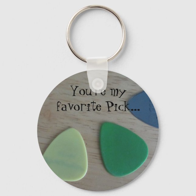 Guitar Picks with a Cute Saying Key Ring (Front)