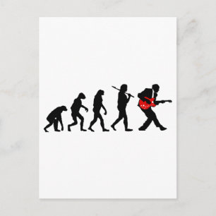 Guitar player evolution postcard