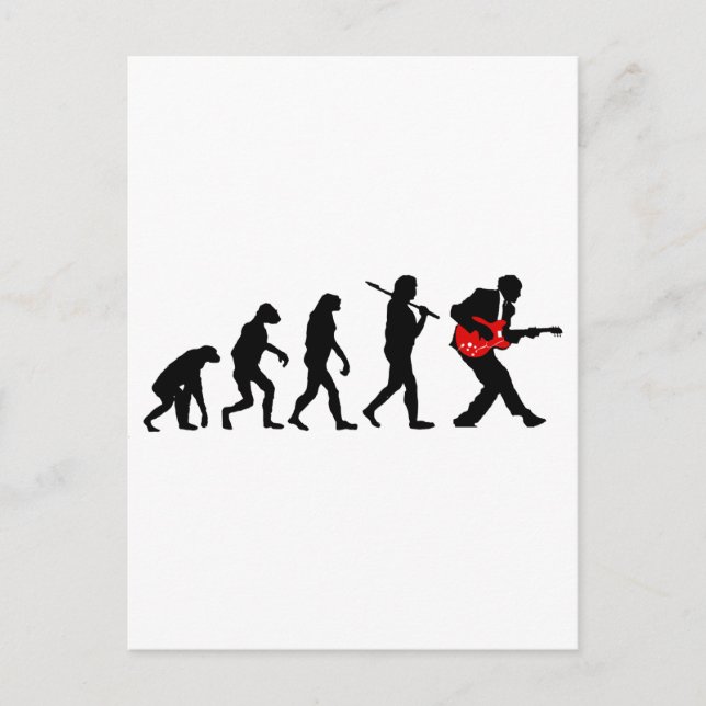 Guitar player evolution postcard (Front)