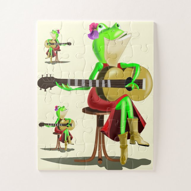 Guitar Player Frog Puzzle for Kids (Vertical)