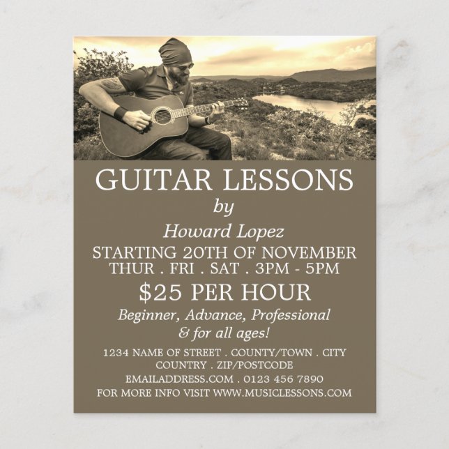Guitar Player, Guitar Lessons Advertising Flyer (Front)