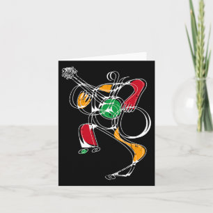 Guitar Player Line Art Black History Month Colours Card
