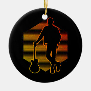 Guitar player men's electric guitar  ceramic ornament