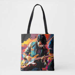 Guitar Player Music Painting Abstract Art Decor Tote Bag