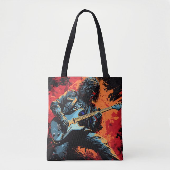 Guitar Player Music Painting Abstract Art Decor Tote Bag (Front)